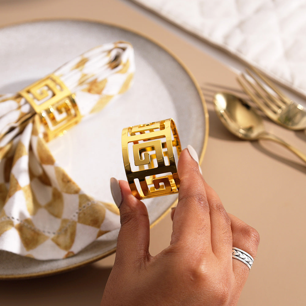 Astra Napkin Rings, Set of 6 - Gold
