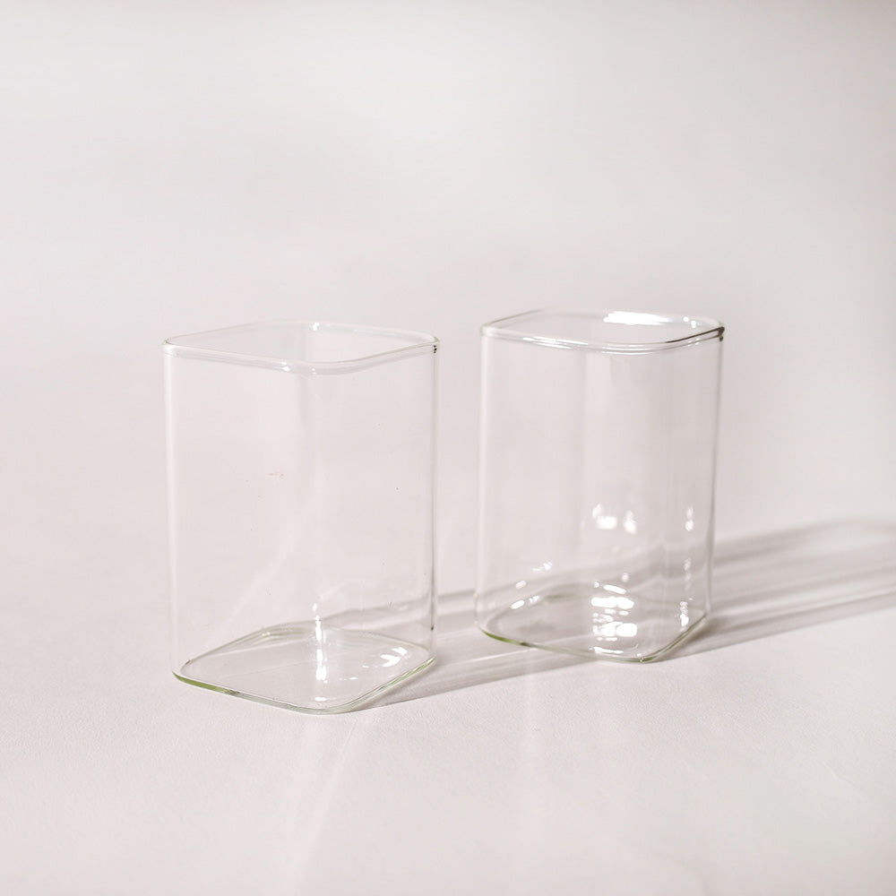 Borosilicate Square Short Tumblers, Set of 2