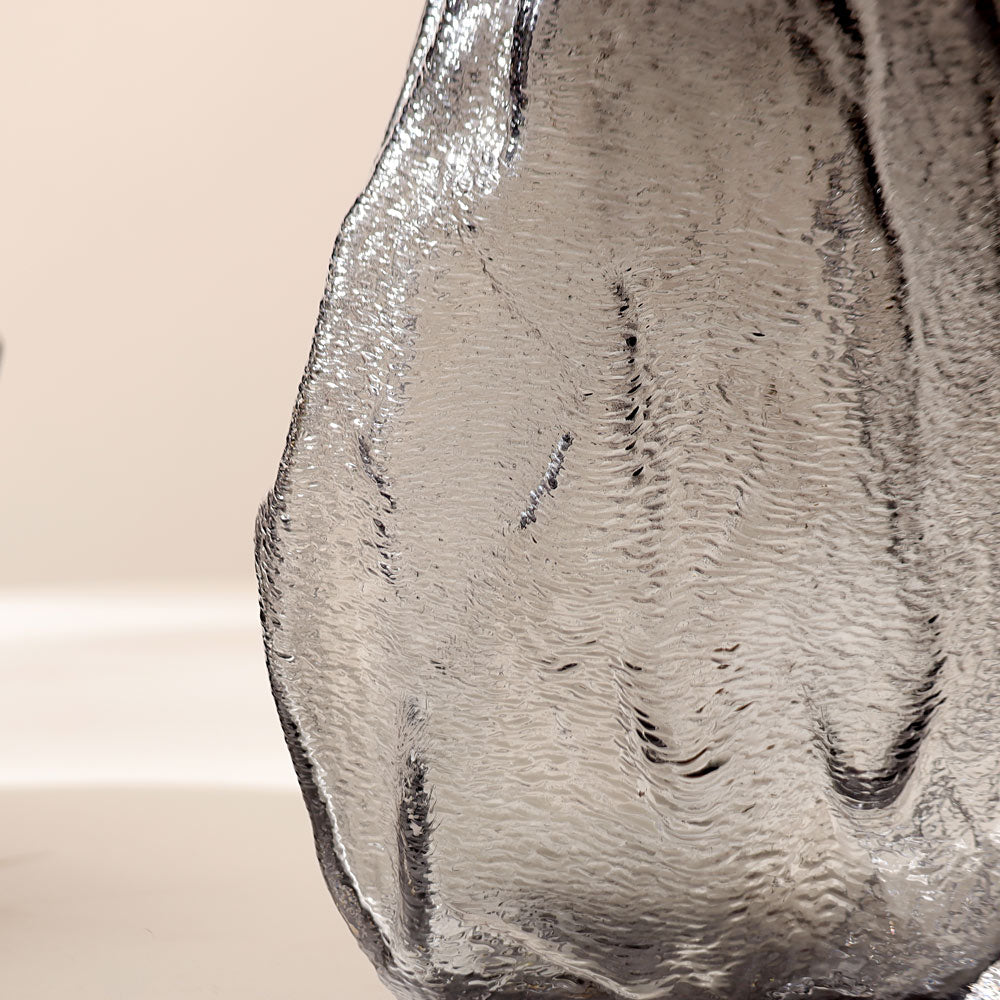 Ignis Textured Glass Vase Medium - Pale Grey