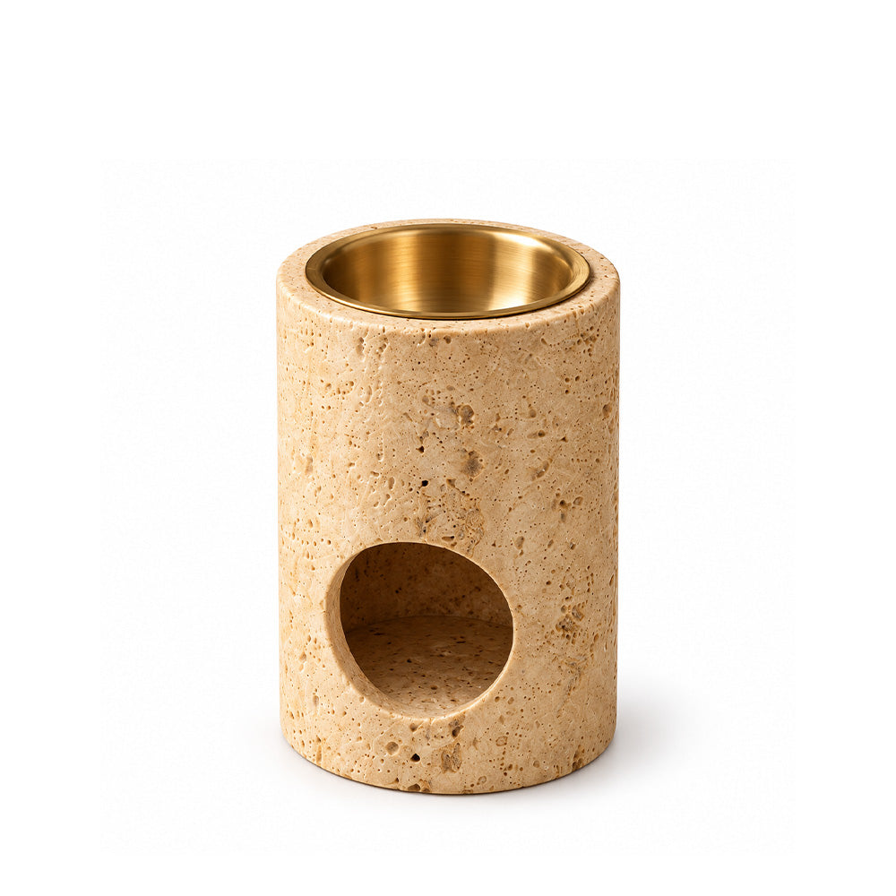 Inah Travertine Marble Aroma Diffuser - Sand Gold