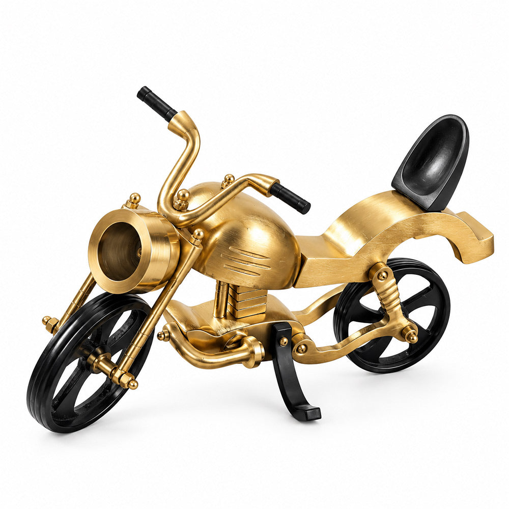 Antique Motorcycle Sculpture Large - Gold Black