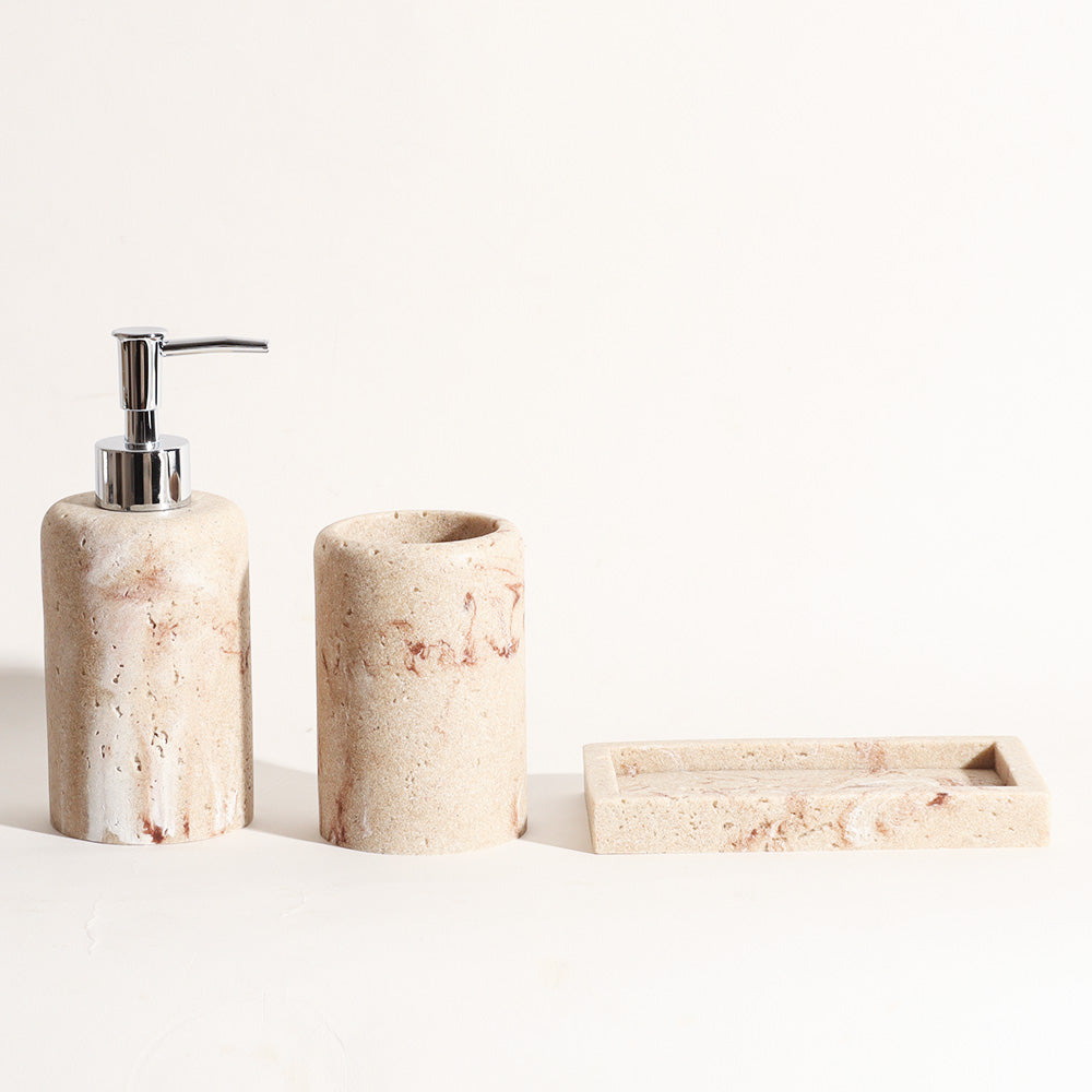 Inez 3-piece Bathroom Set - Marbled Sandstone