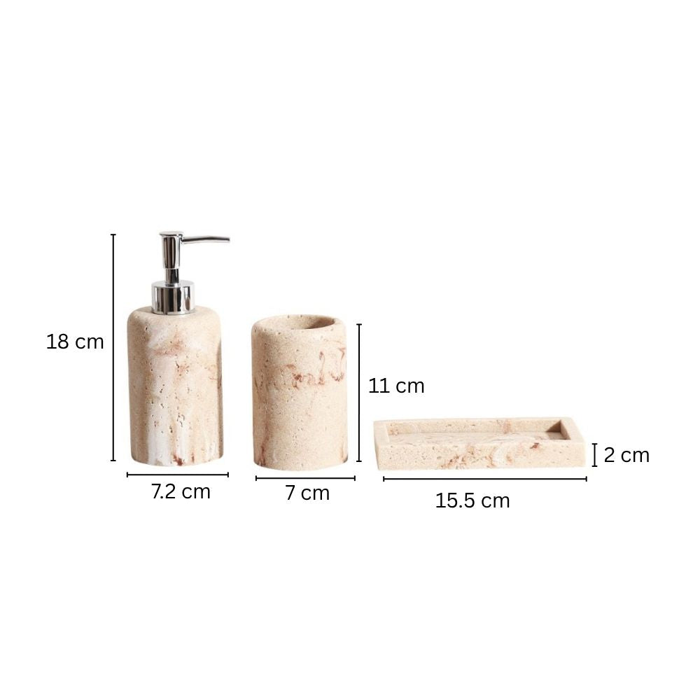 Inez 3-piece Bathroom Set - Marbled Sandstone