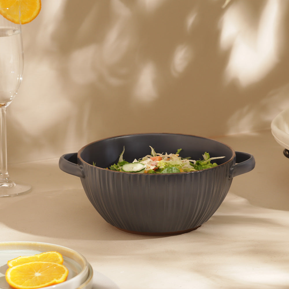 Isla Serving Bowl with Handles - Dark Grey