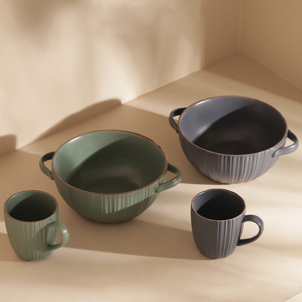 Isla Serving Bowl with Handles - Forest Green