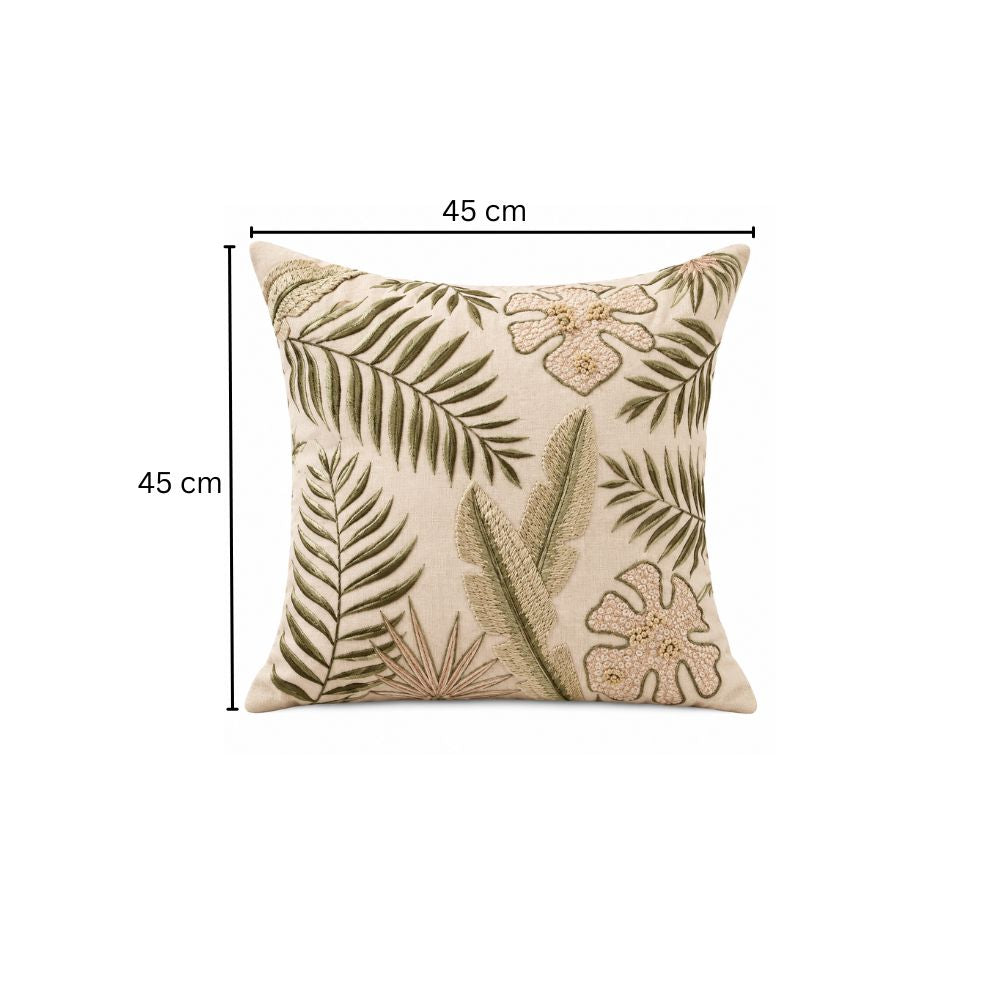 Isola Embroidered Cushion Cover 45x45cm - Earthy