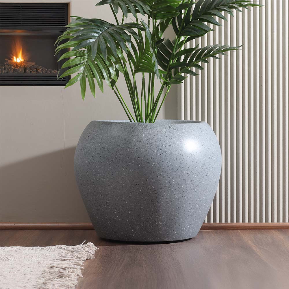 Ovo Round Planter Large - Speckled Grey