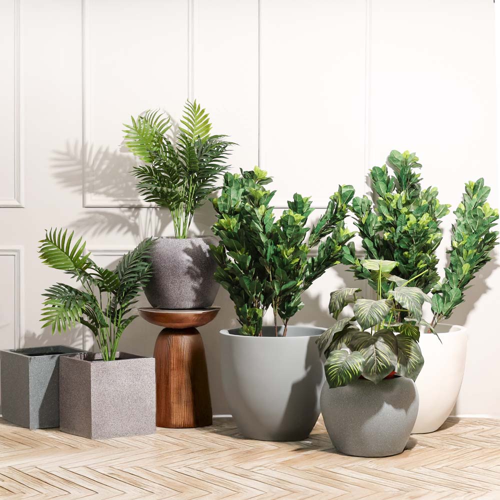 Ovo Round Planter Large - Speckled Grey