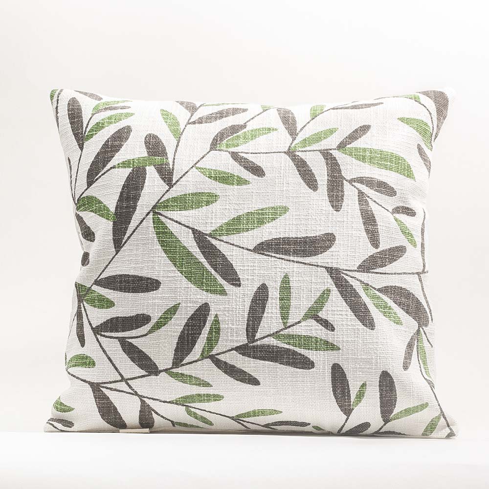 Ivy Printed Cotton Cushion Cover 45x45cm - Green White
