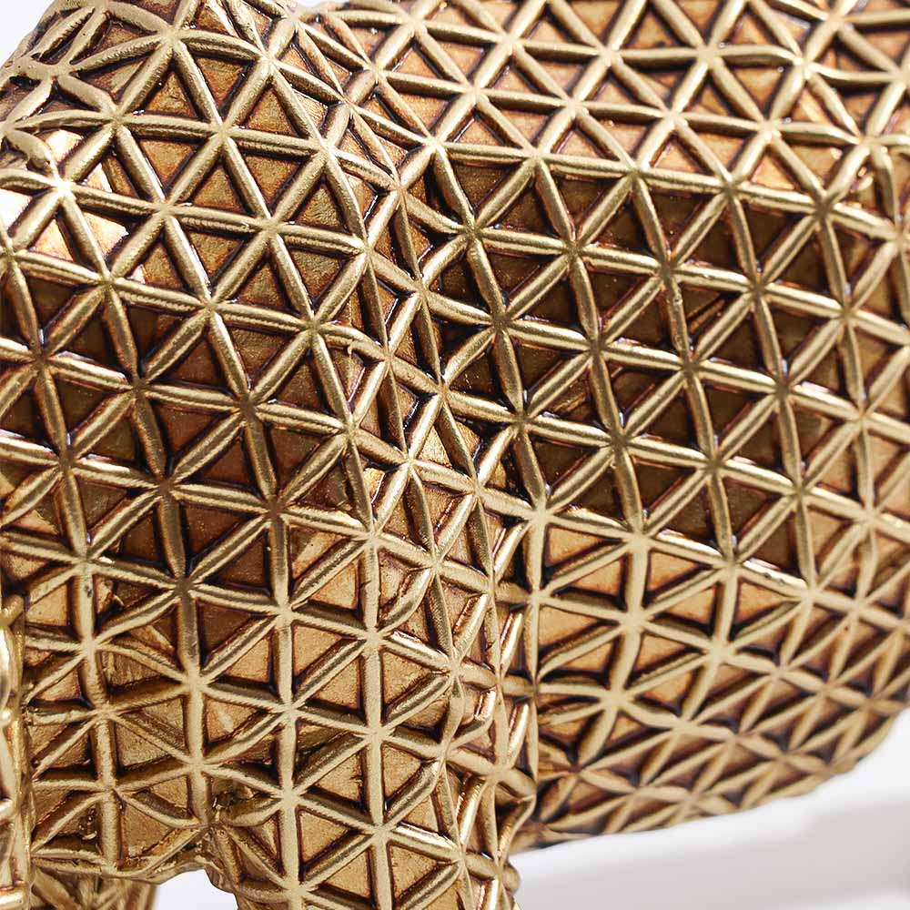 Orion Rhino Sculpture - Grid Gold