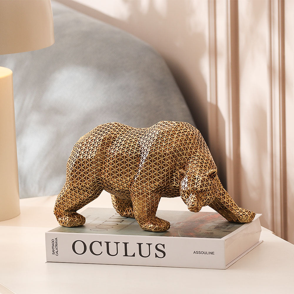 Orion Bear Sculpture - Grid Gold