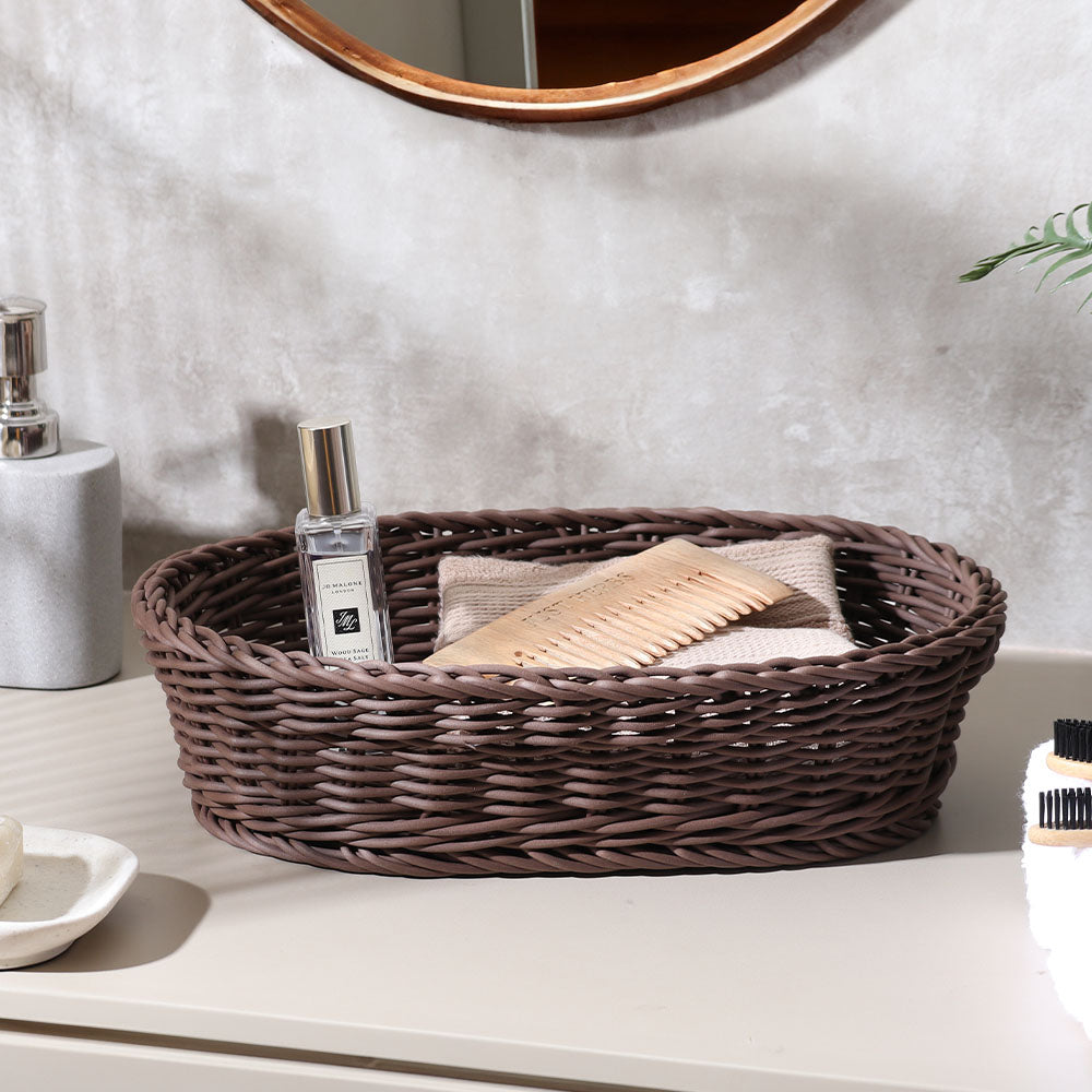 Jada Oval Basket Medium - Dark Brown