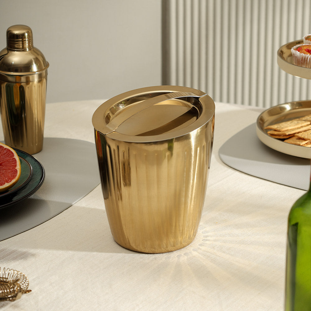 Janus Double-Walled Ice Bucket with Lid - Gold