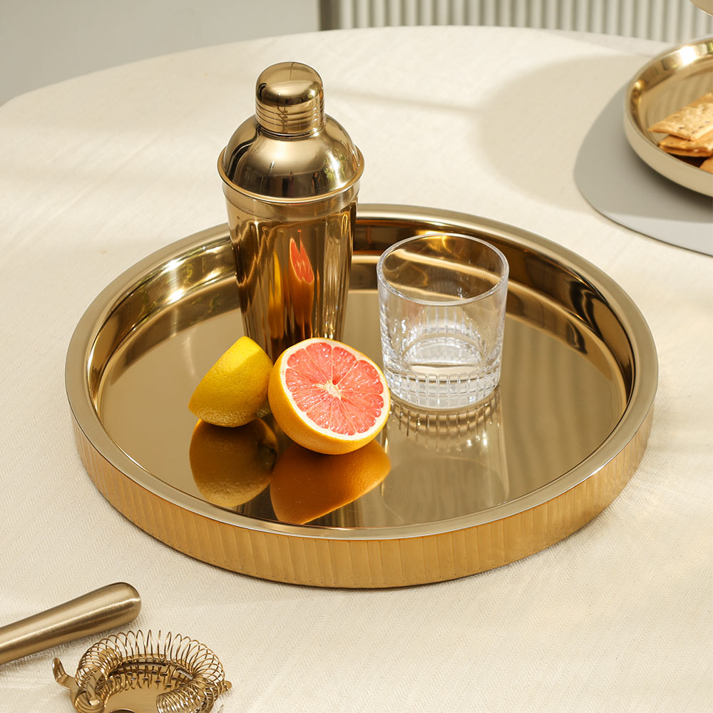 Janus Double-Walled Round Tray Large - Gold