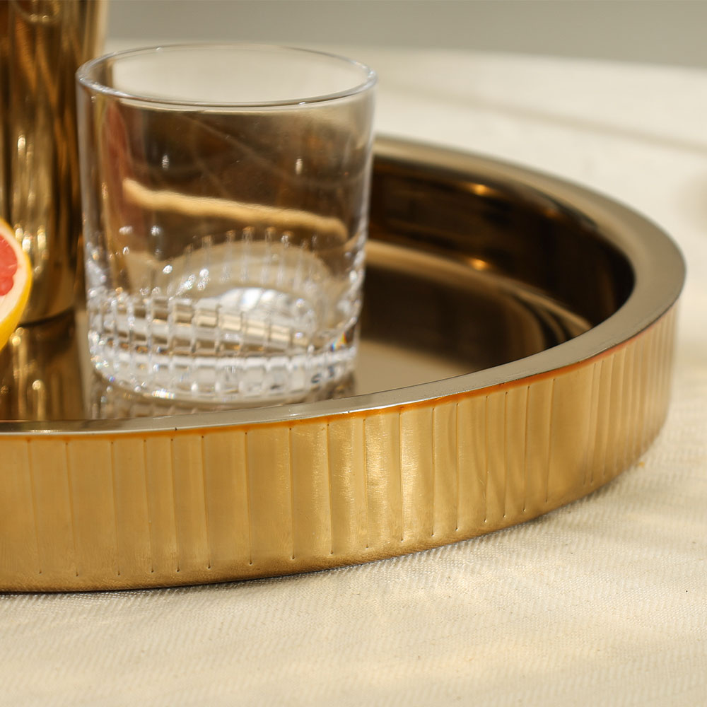 Janus Double-Walled Round Tray Large - Gold