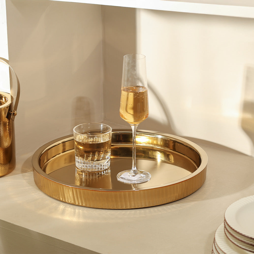 Janus Double-Walled Round Tray Large - Gold