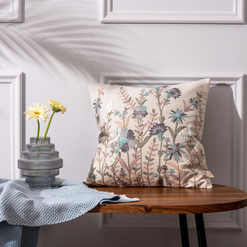 Jardin Embroidered Cushion Cover 45x45cm - Multicolor