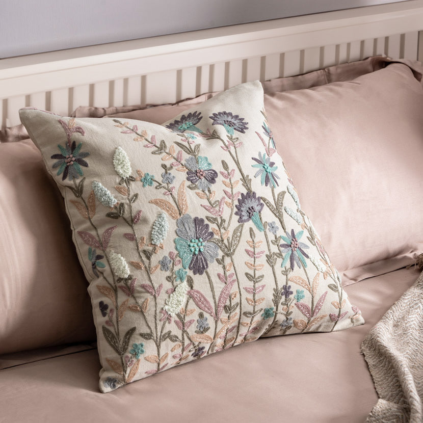 Jardin Embroidered Cushion Cover 45x45cm - Multicolor