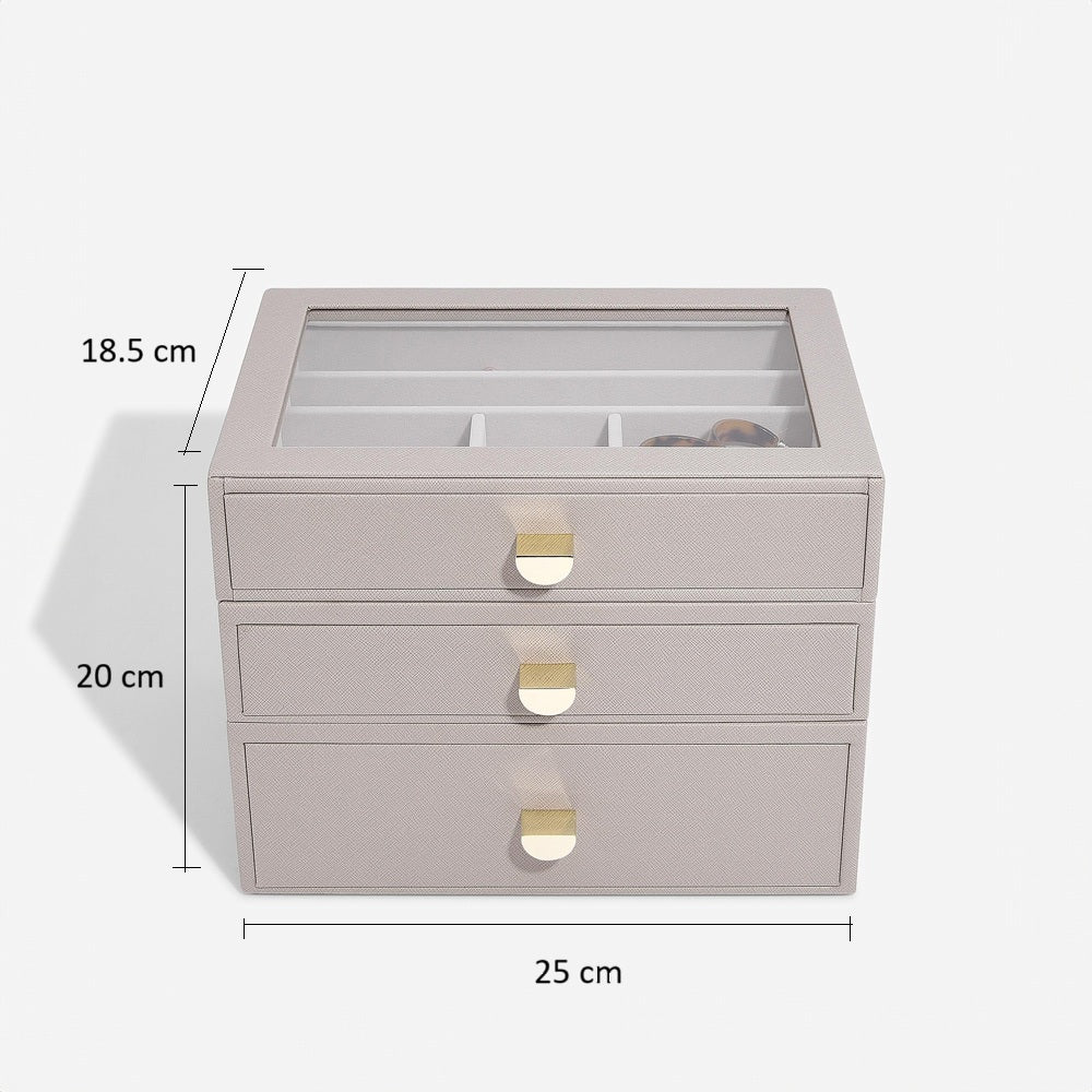 Jewellery Box Triple Drawers Medium - Taupe