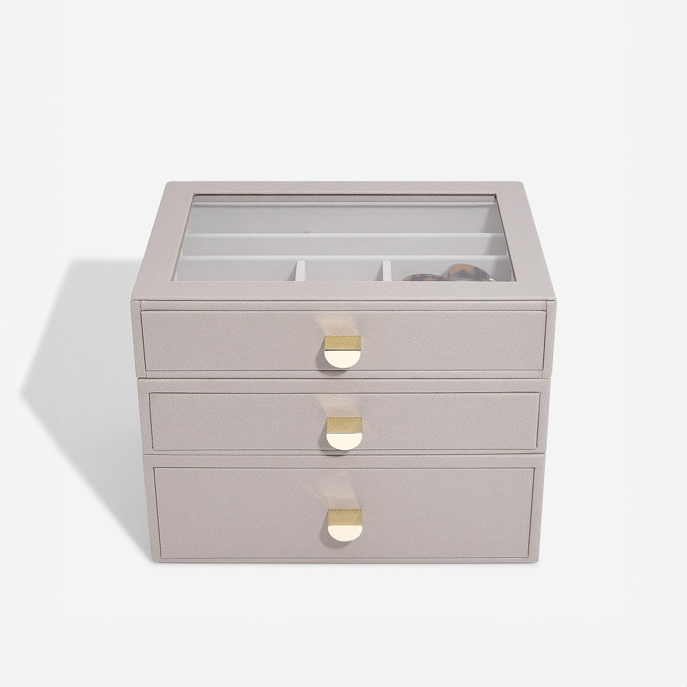 Jewellery Box Triple Drawers Medium - Taupe