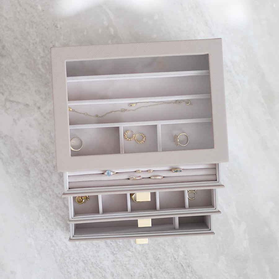 Jewellery Box Triple Drawers Medium - Taupe