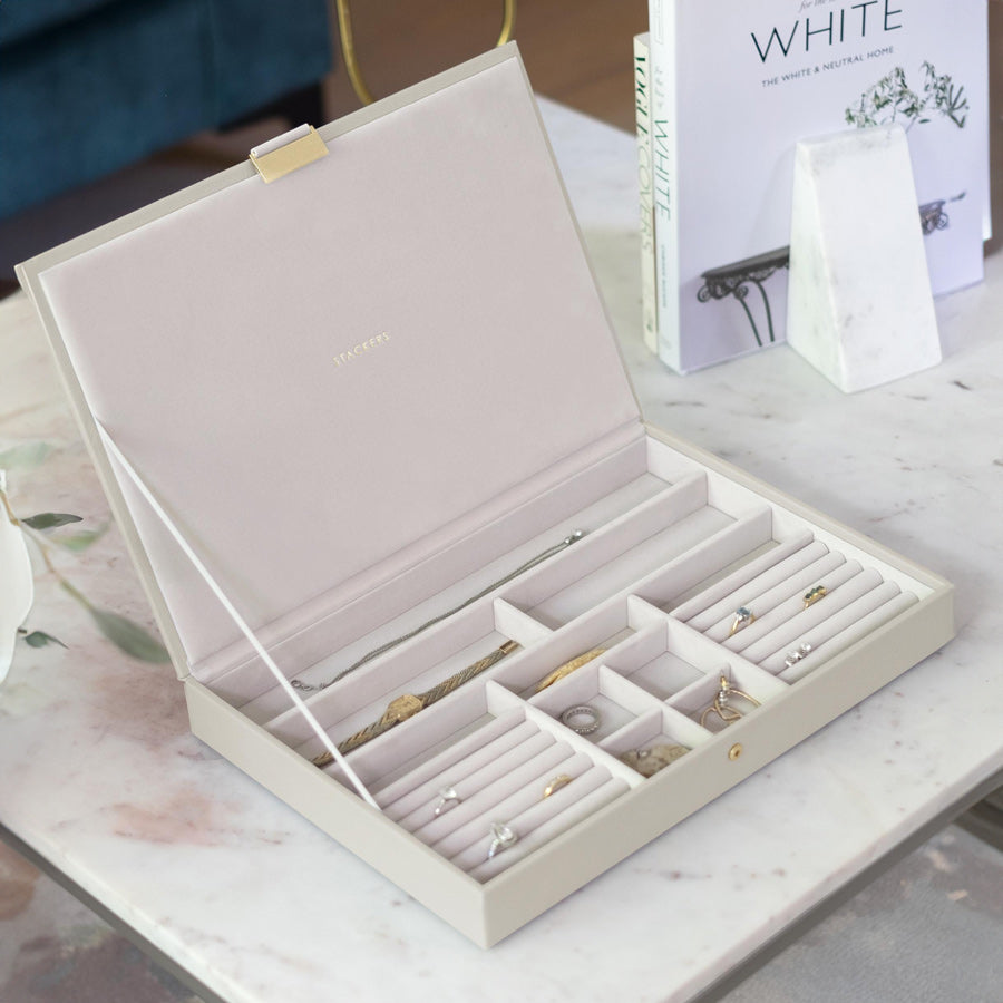 Jewellery Box with Lid Large Oatmeal