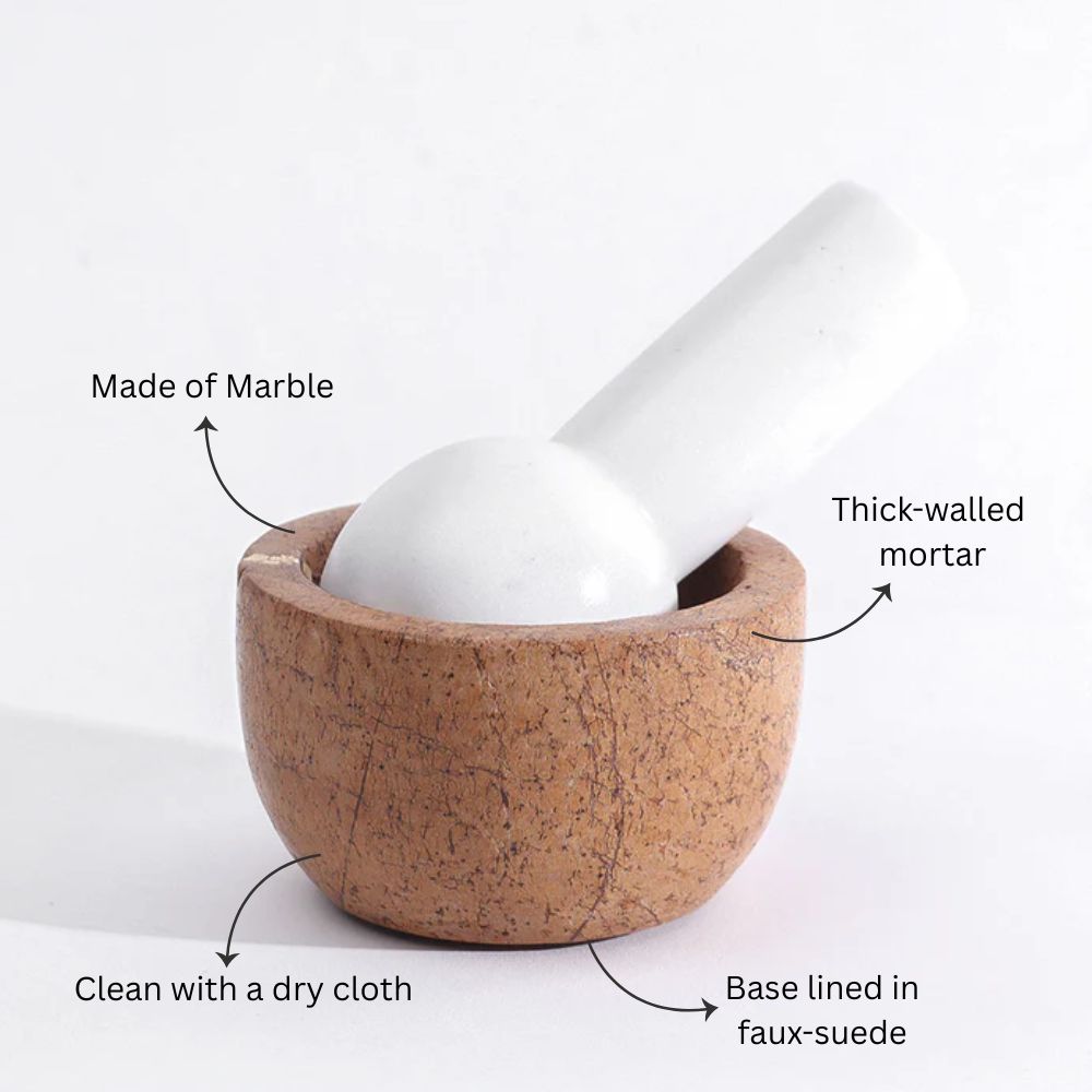 Joie Marble Mortar and Pestle Set - Brown White
