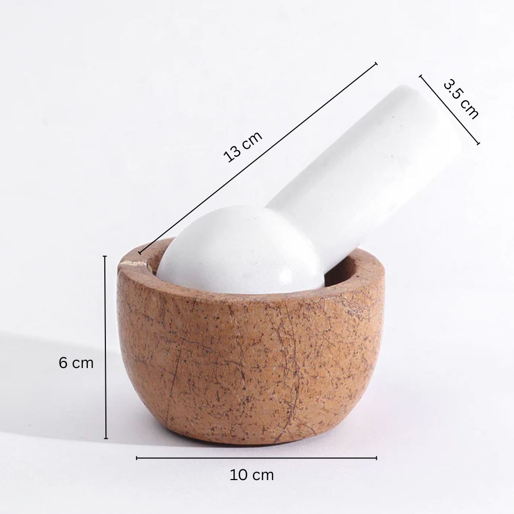 Joie Marble Mortar and Pestle Set - Brown White