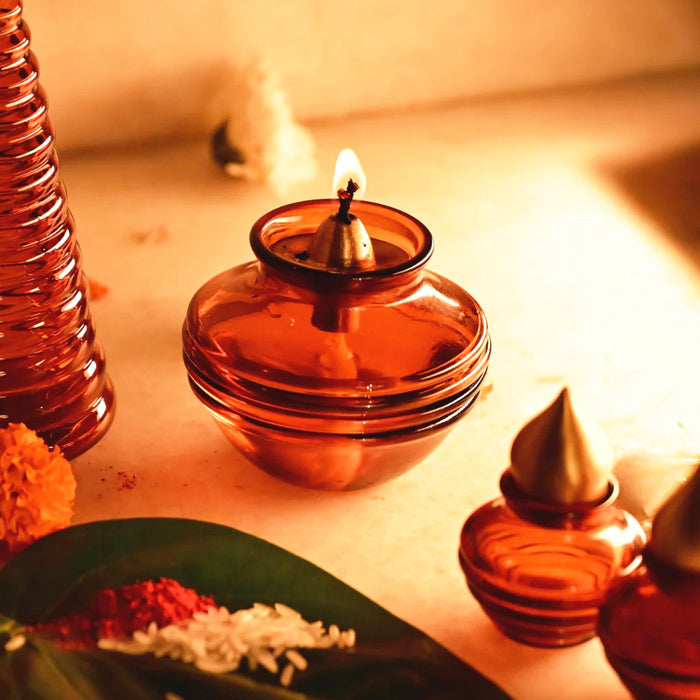 Kalash Oil Lamp - Amber