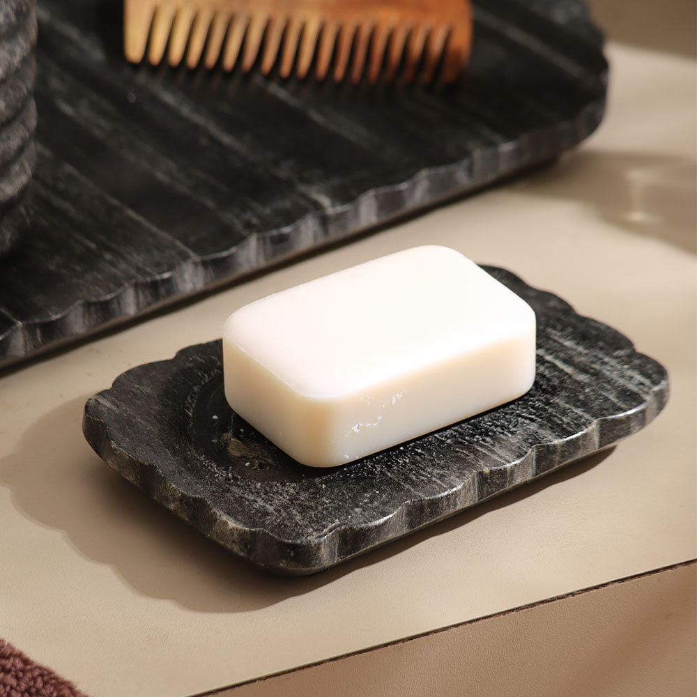 Kera Marble Soap Dish - Cloudy Black