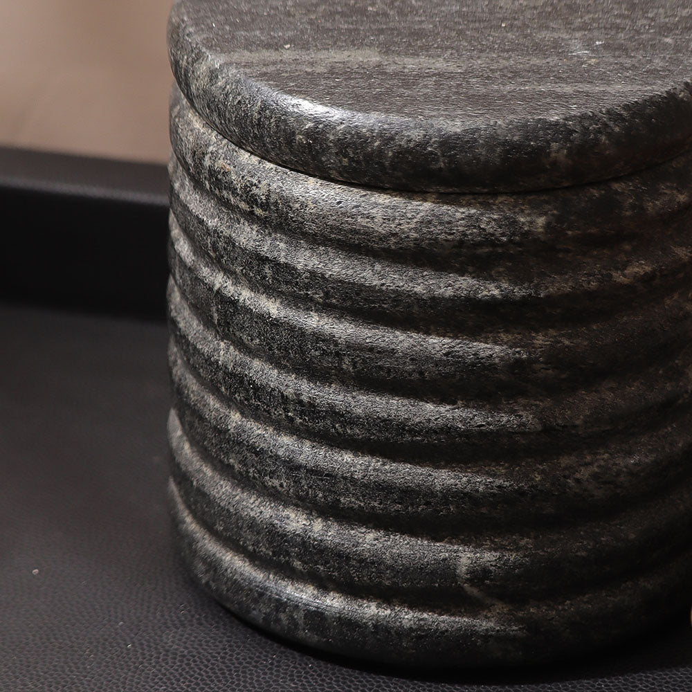 Kera Marble Storage Jar - Cloudy Black