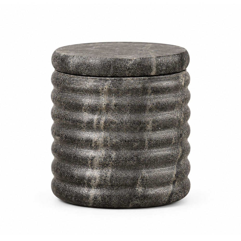 Kera Marble Storage Jar - Cloudy Black