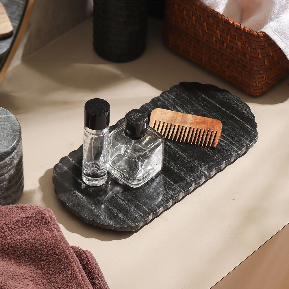 Kera Marble Valet Tray - Cloudy Black
