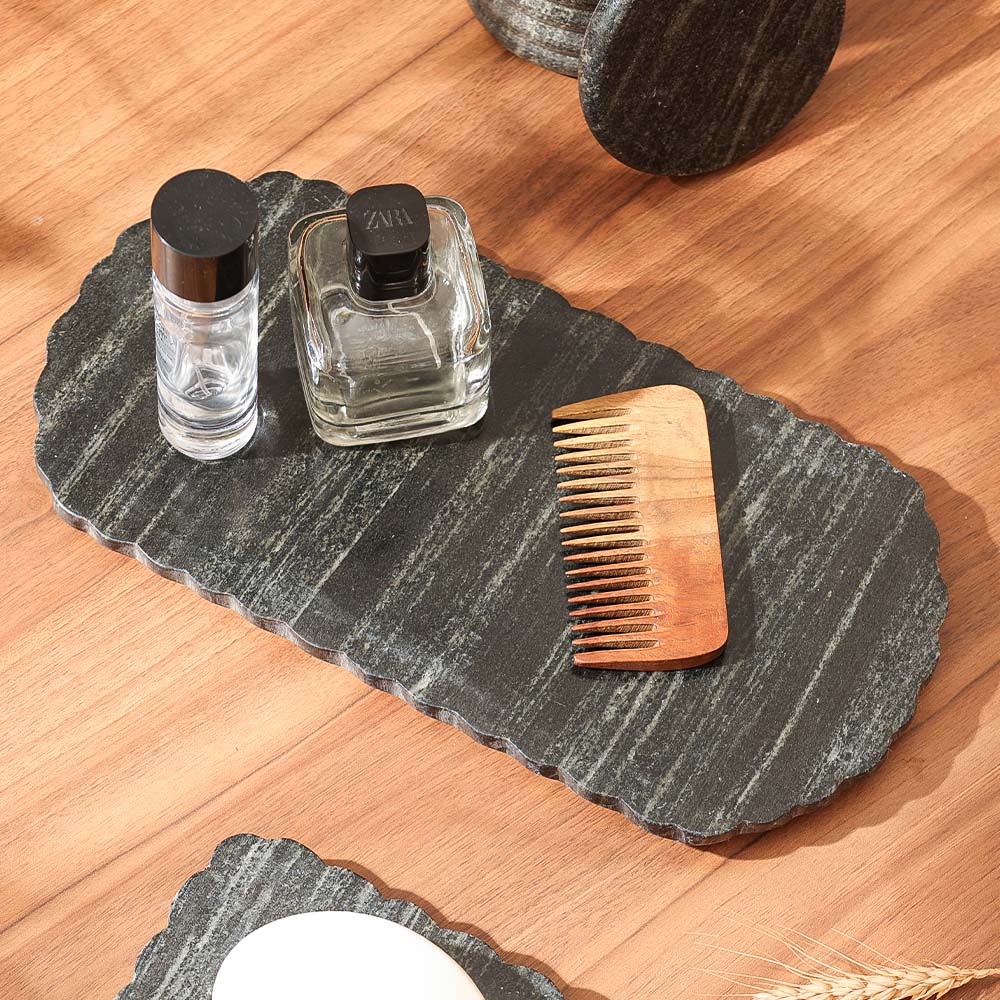 Kera Marble Valet Tray - Cloudy Black