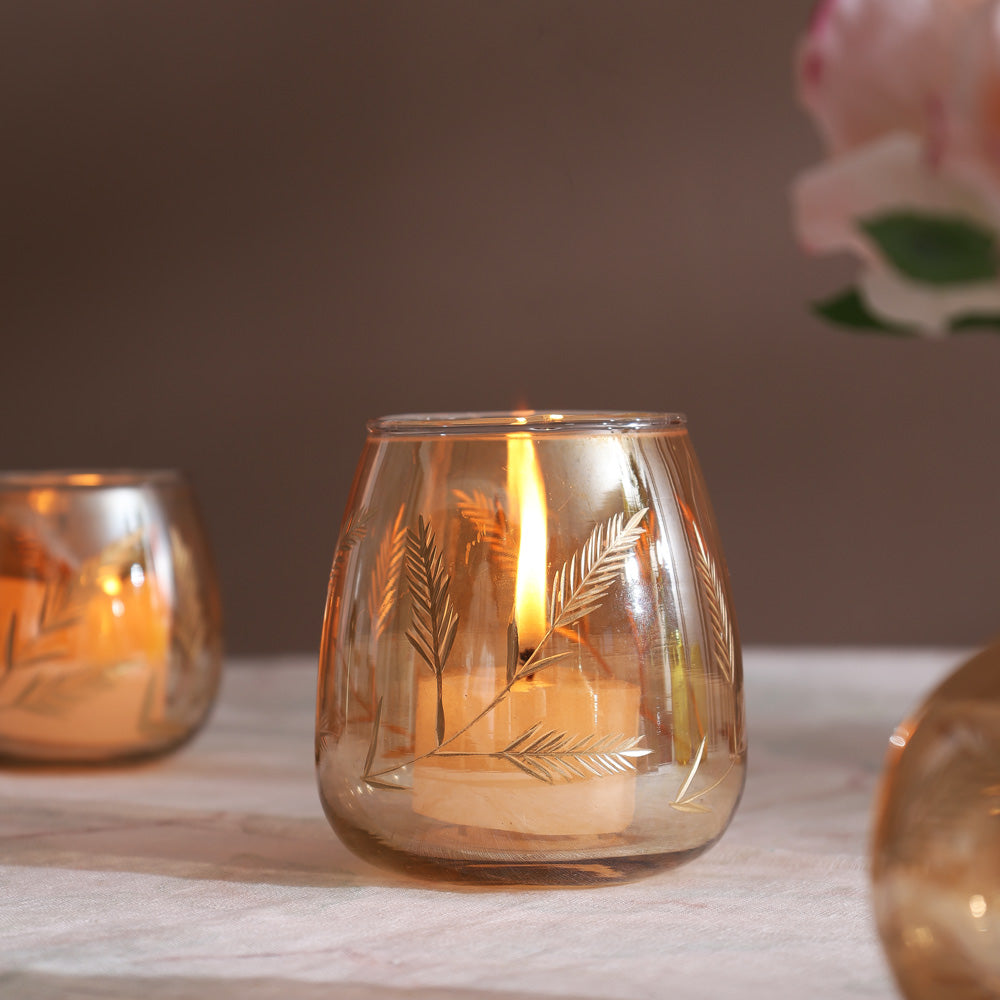 Kline Glass Candle Holder - Tinted Gold