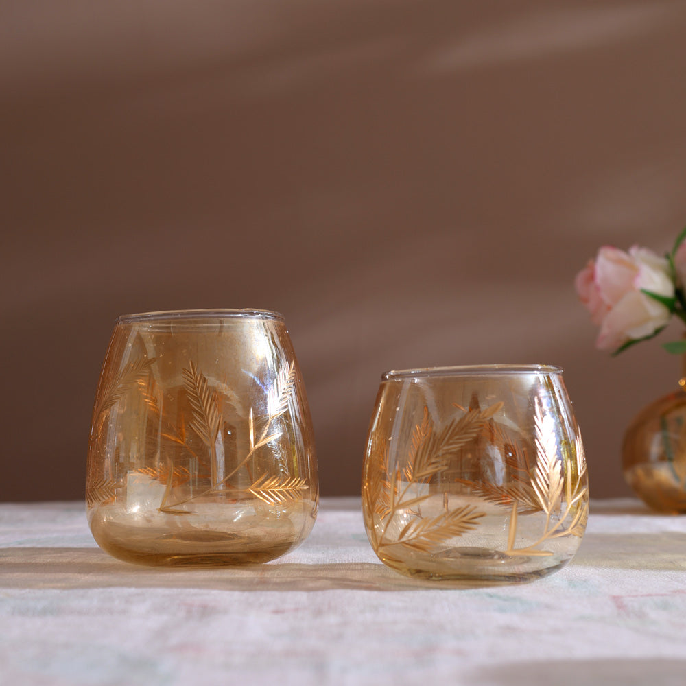 Kline Glass Candle Holder - Tinted Gold