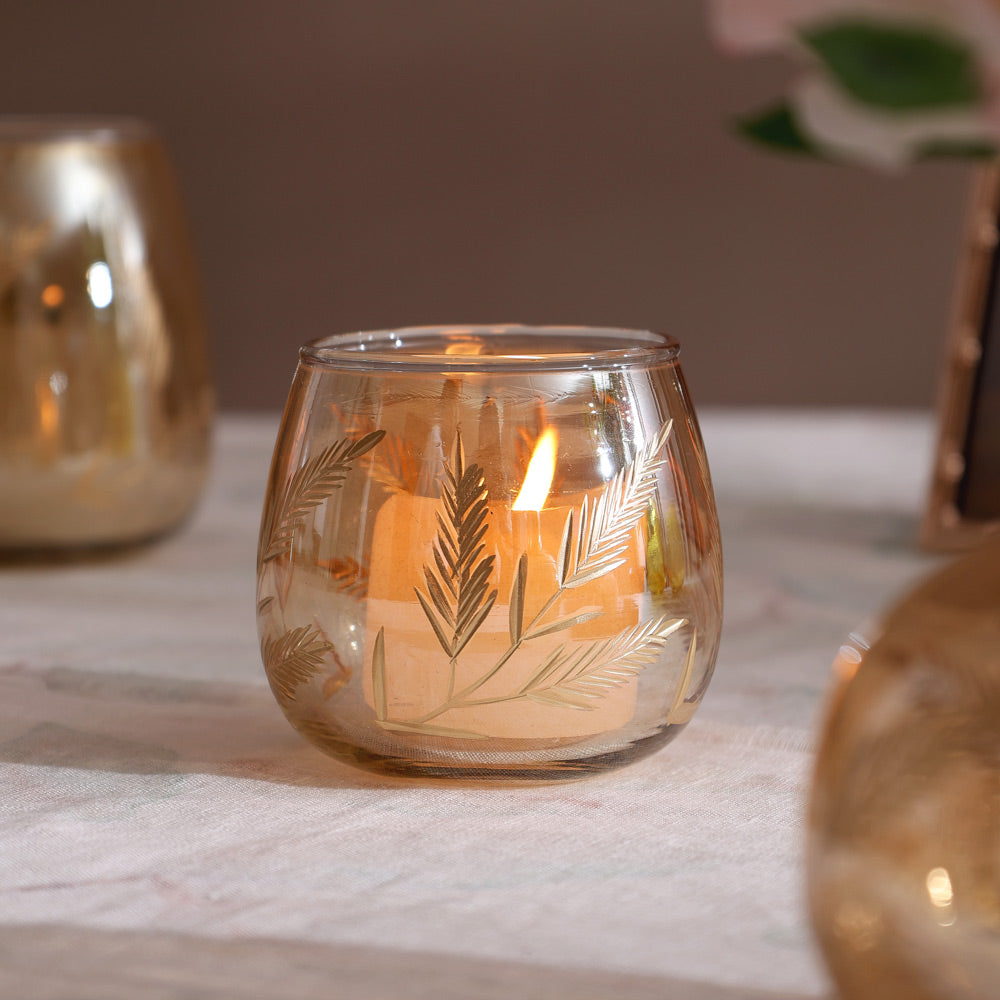 Kline Glass Tealight Holder - Tinted Gold