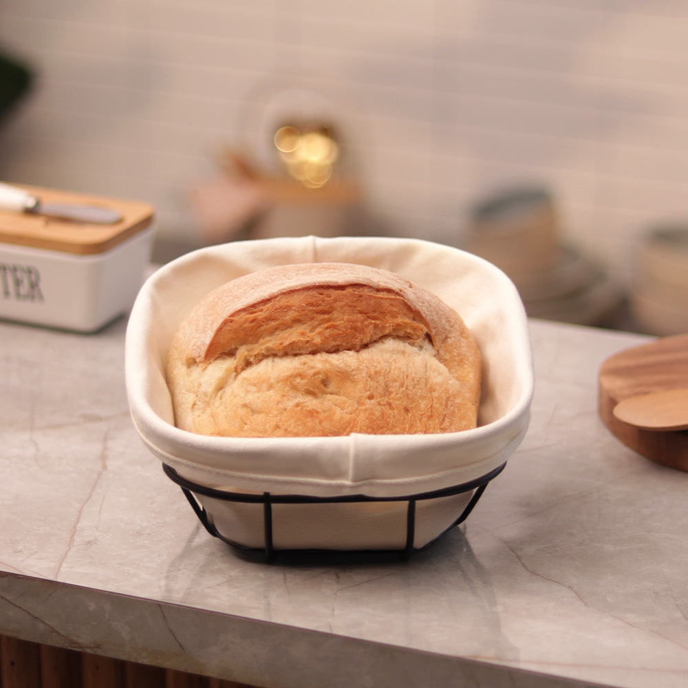 Kile Bread Basket with Lining Small - Black