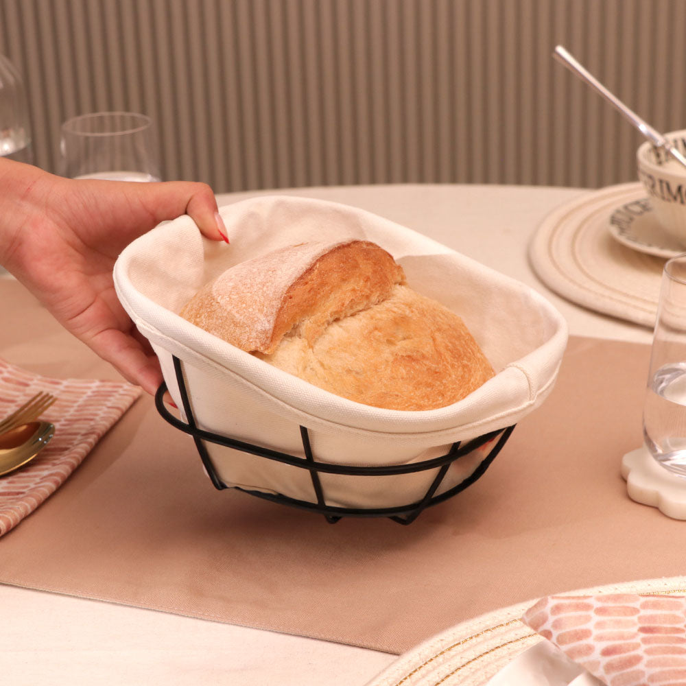 Kile Bread Basket with Lining Small - Black