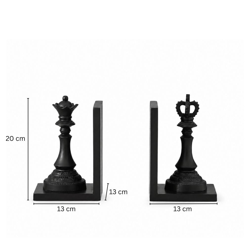 King and Queen Bookends, Set of 2 - Black