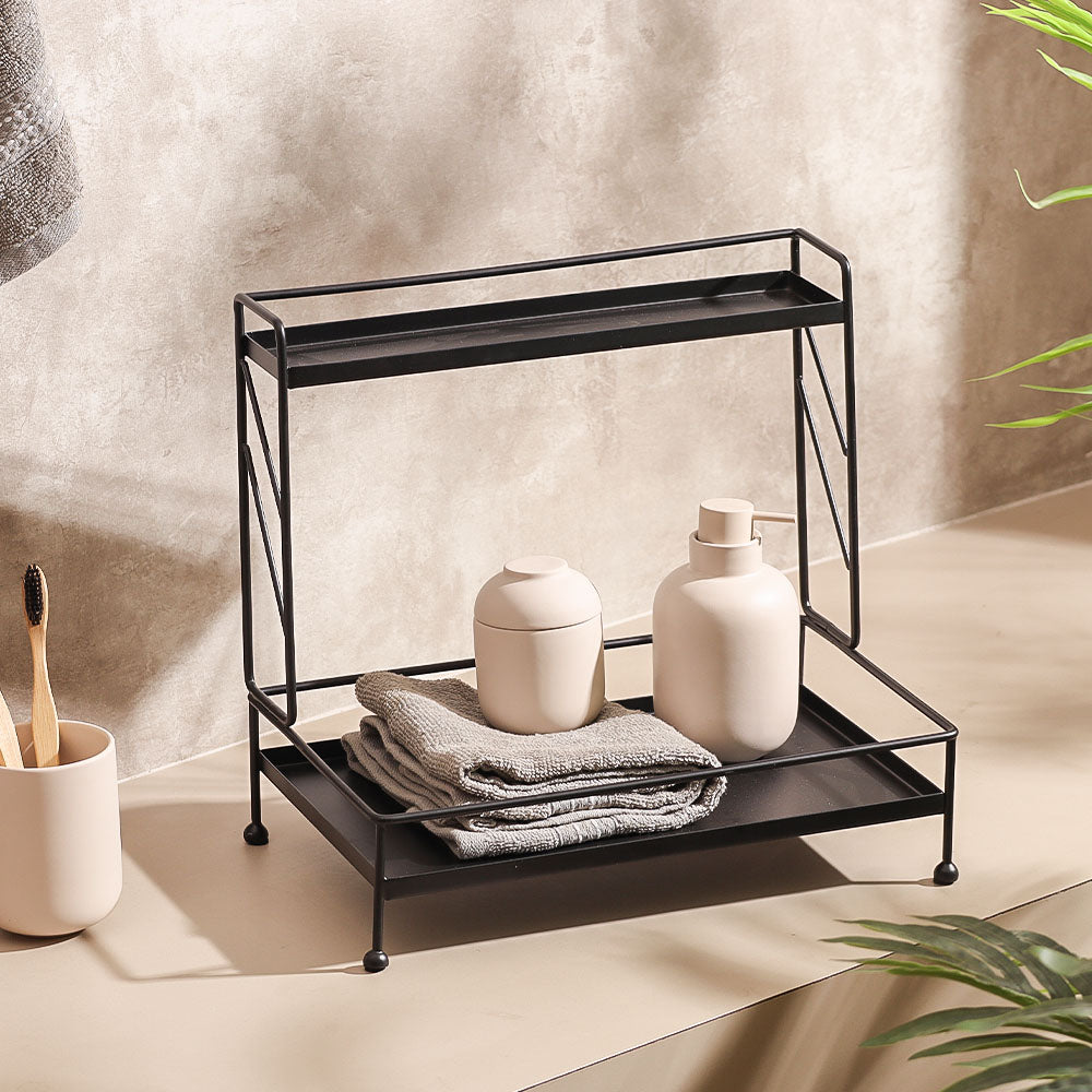 Kirin 2-Tier Metal Shelf - Black