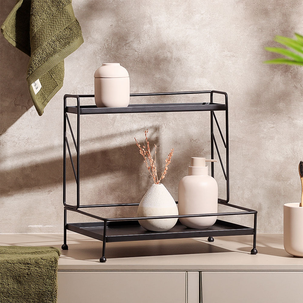 Kirin 2-Tier Metal Shelf - Black