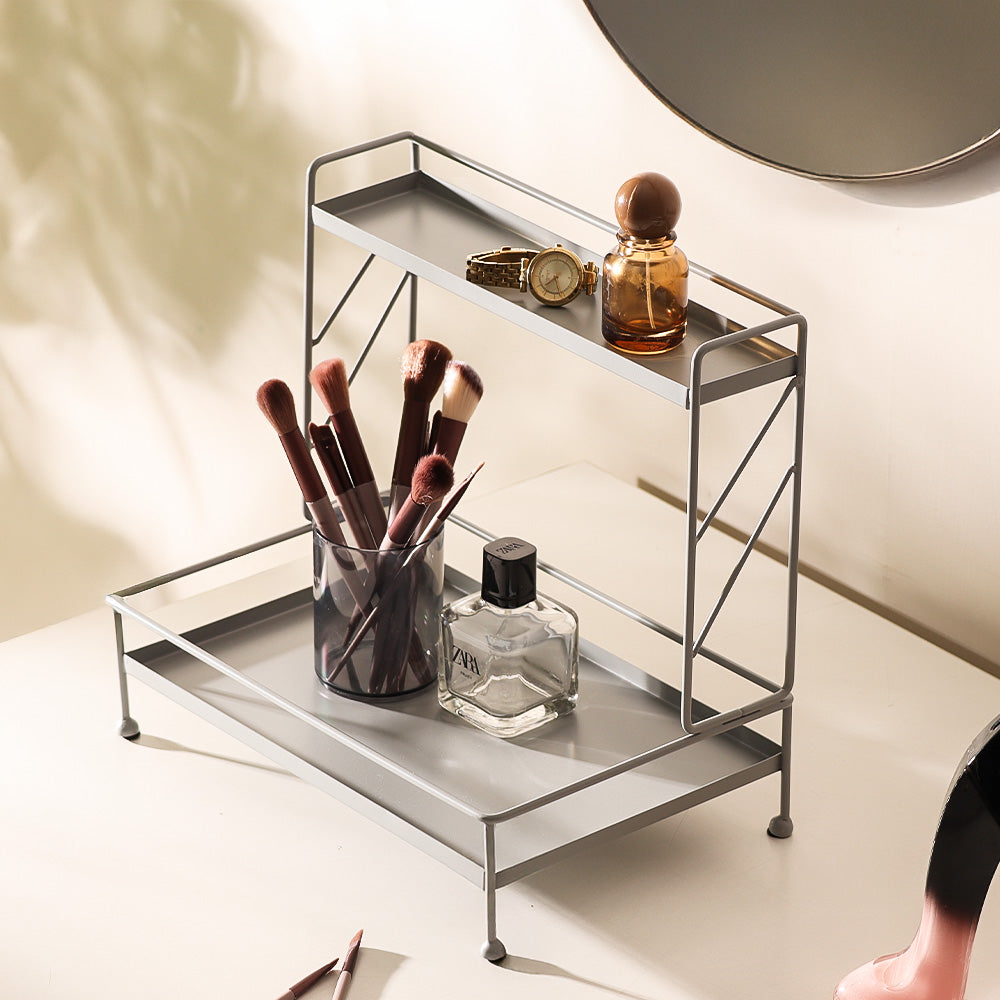 Kirin 2-Tier Metal Shelf - Light Grey