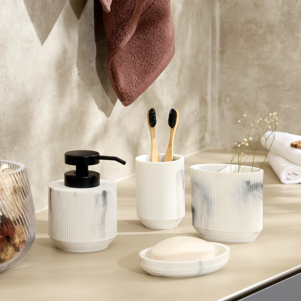 Klar 4-piece Bathroom Set - Marbled White