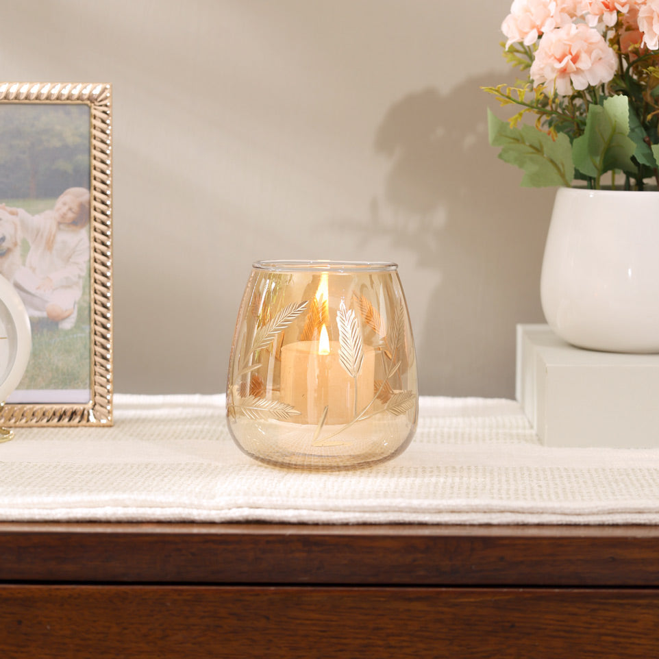 Kline Glass Candle Holder - Tinted Gold