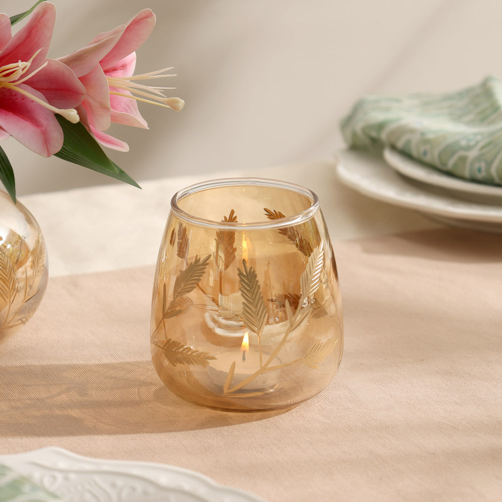 Kline Glass Candle Holder - Tinted Gold