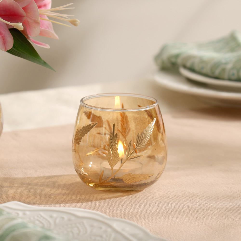 Kline Glass Tealight Holder - Tinted Gold