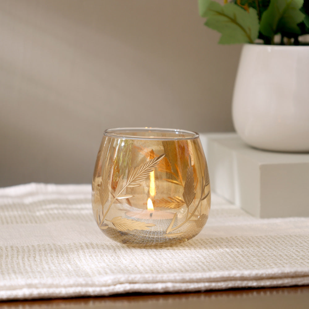 Kline Glass Tealight Holder - Tinted Gold