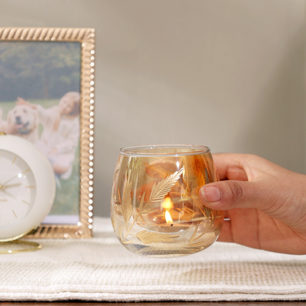 Kline Glass Tealight Holder - Tinted Gold