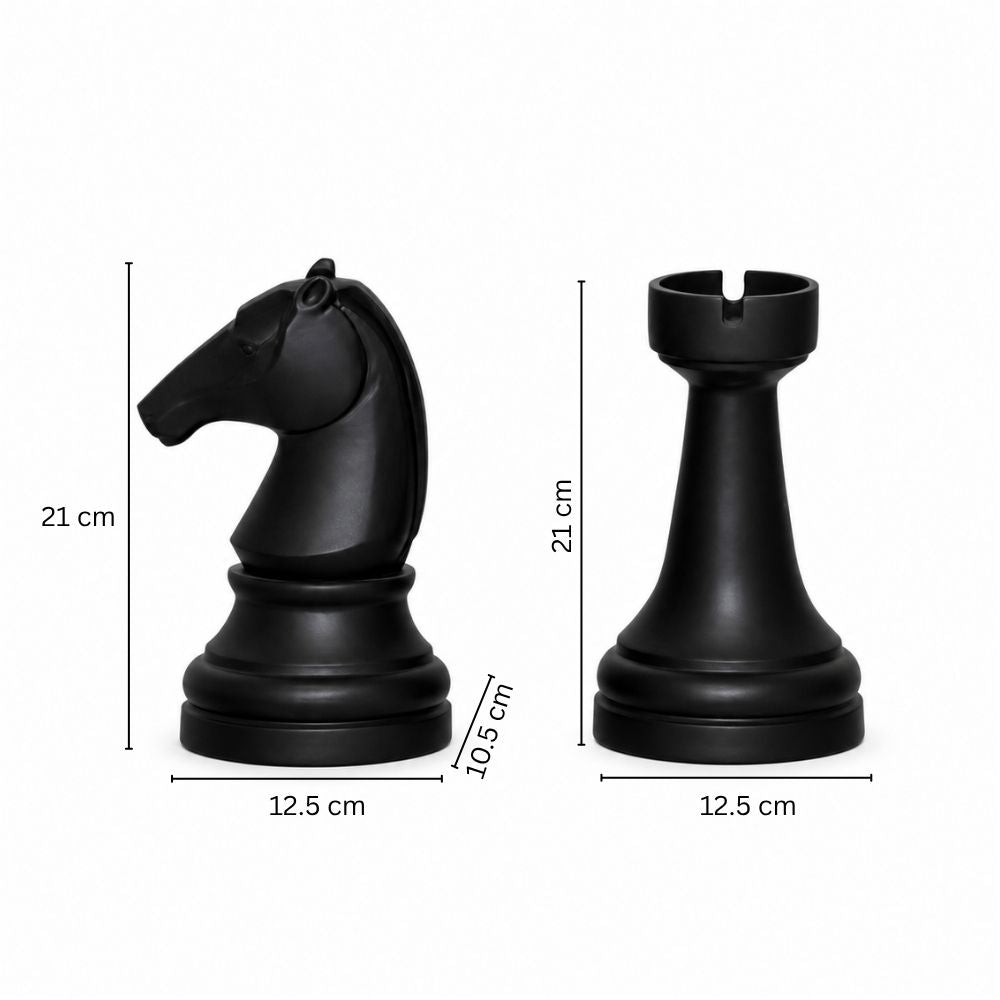 Knight and Rook Bookends - Black
